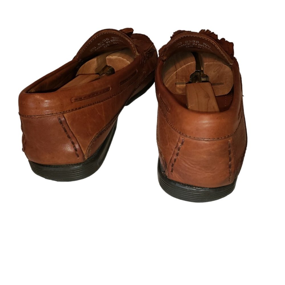 Johnston & Murphy Passport Brown Leather Tassel Loafers Size 10W - Picture 7 of 8